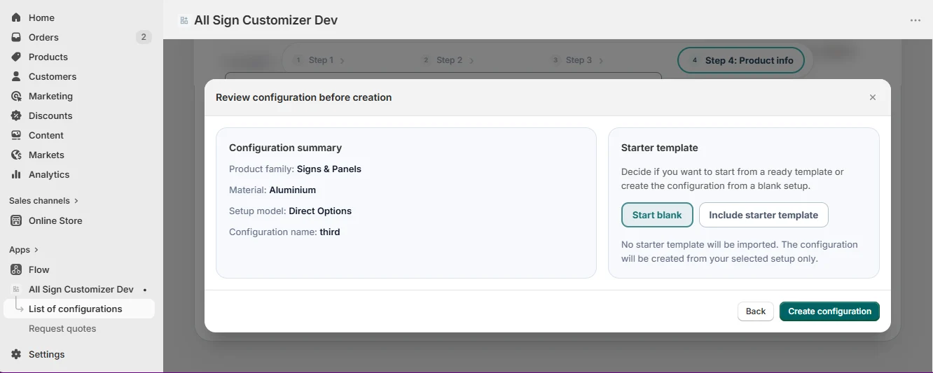 ASO configuration review with demo data option